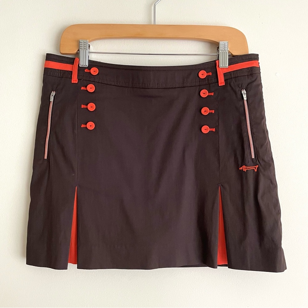 Louis Castel Golf Pleated Micro Mini Skirt Skort Brown